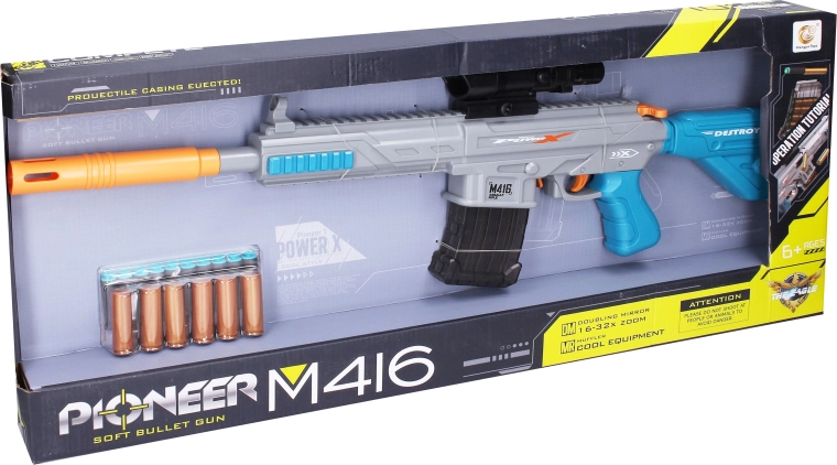 Puška Pioneer M416 s pěnovými náboji a patronami