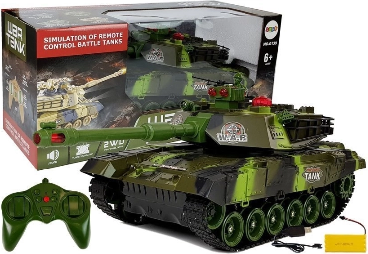 velký rc tank 2,4 ghz se světly a zvuky, zelený