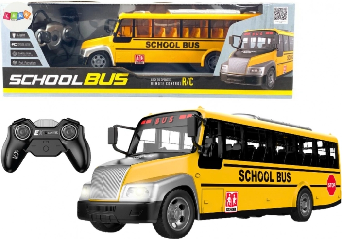 rc školní autobus se světly žlutý