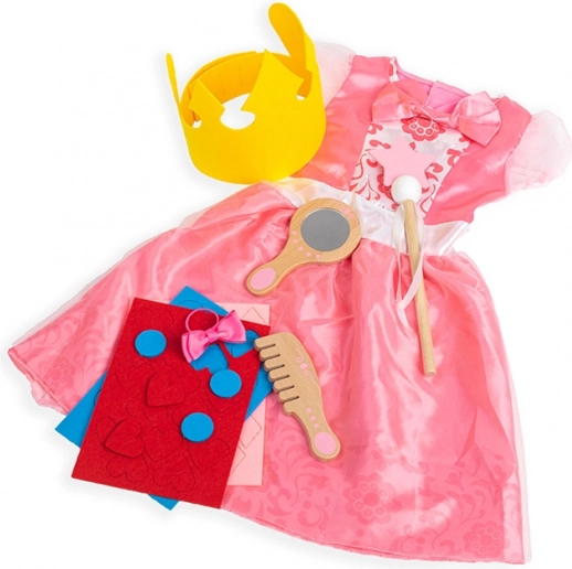 Bigjigs Toys kostým princezna – růžové šaty s doplňky
