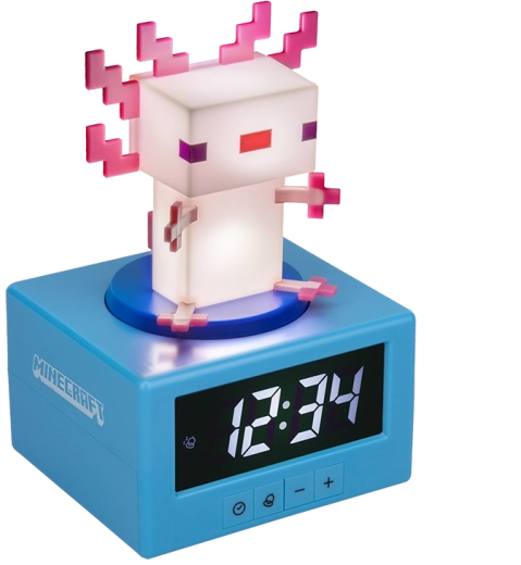 Minecraft budík Axolotl – analogový budík pro fanoušky MINECRAFT
