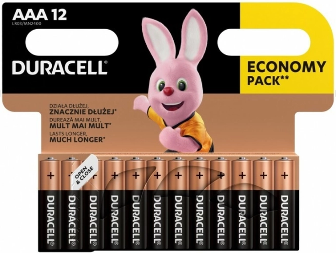 Alkalické baterie AAA DURACELL Basic, 12 ks