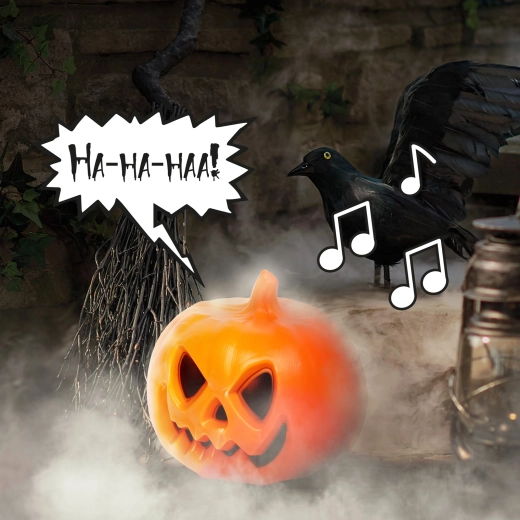 Halloweenský dýňový lampion se zvukovým efektem a LED