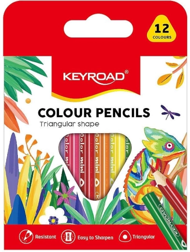 Trojhranné poloviční pastelky Keyroad, 12 barev
