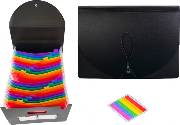 Organizér na dokumenty A4 s přihrádkami a barevnými záložkami