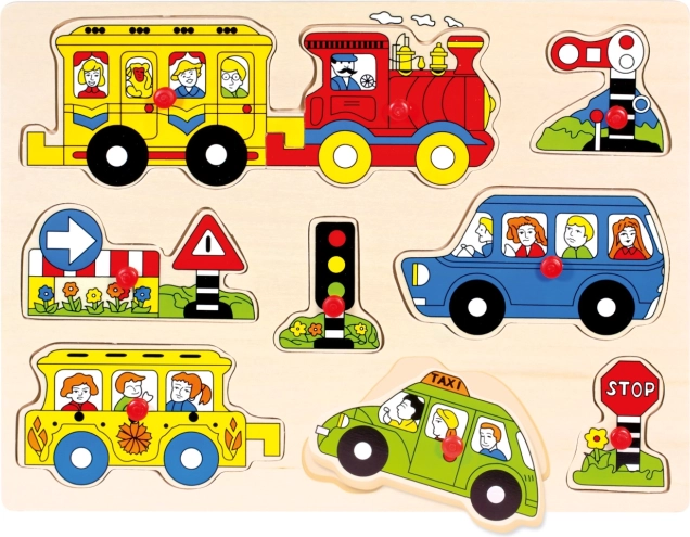 Bino Dřevěné vkládací puzzle Doprava