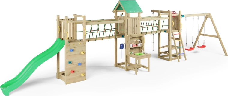 Dlouhá skluzavka a lanový most pro akční zábavu