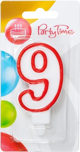 Narozeninová svíčka číslice 9 červená