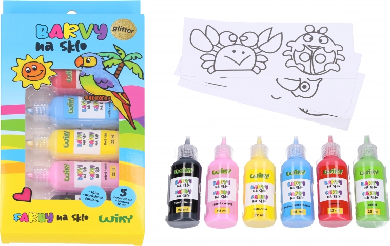 Barvy na sklo se třpytkami 5+1