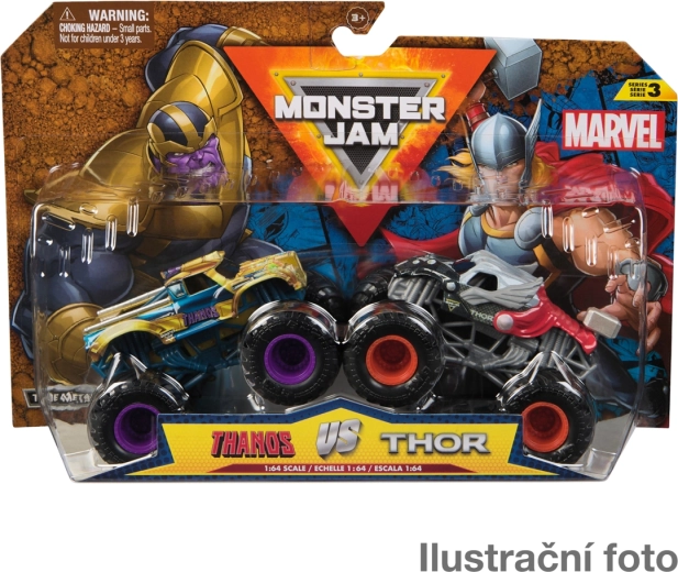 Monster Jam Marvel 1:64 – sada 2 kovových monster trucků