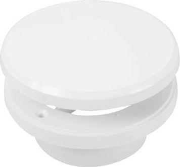 Talířový ventilační ventil s regulací, průměr 100 mm, bílý plast