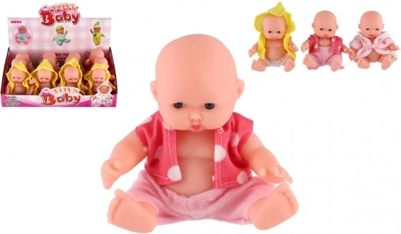 Miminko panenka 12 cm – pevné plastové tělíčko, 3 druhy, box 12 ks