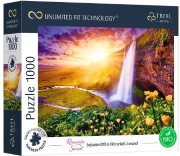 Puzzle TREFL UFT Romantic Sunset: Seljalandsfoss, Island – 1000 dílků