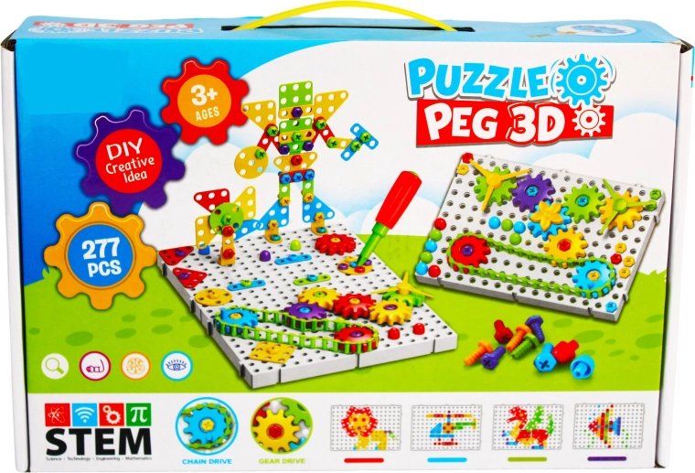 Kreativní 3D stavebnice Puzzle Peg s nářadím (277 dílků)