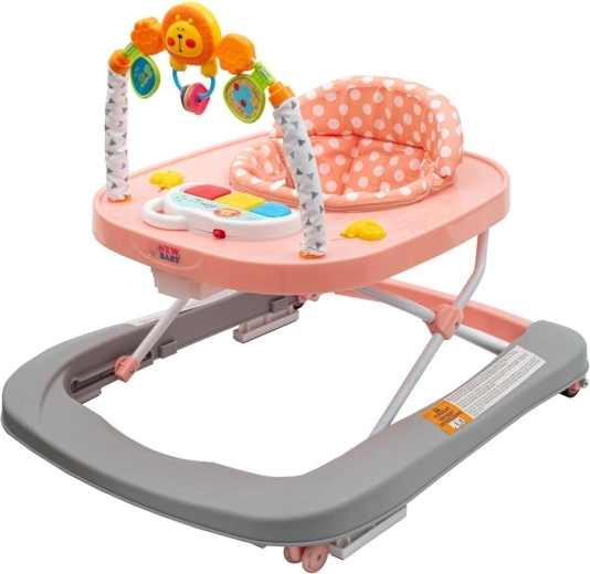 Dětské chodítko se silikonovými kolečky NEW BABY Forest Kingdom Pink