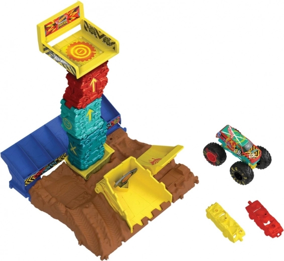 Monster truck a rozdrcená auta v balení