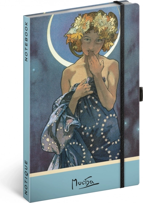 Notýsek Alfons Mucha – Luna, tečkovaný 13 × 21 cm