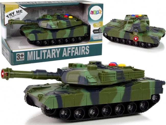 Vojenský tank 1:32 s maskováním, světly a zvuky