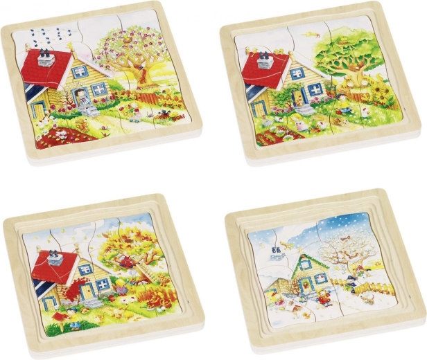 Vývojové dřevěné puzzle Roční období