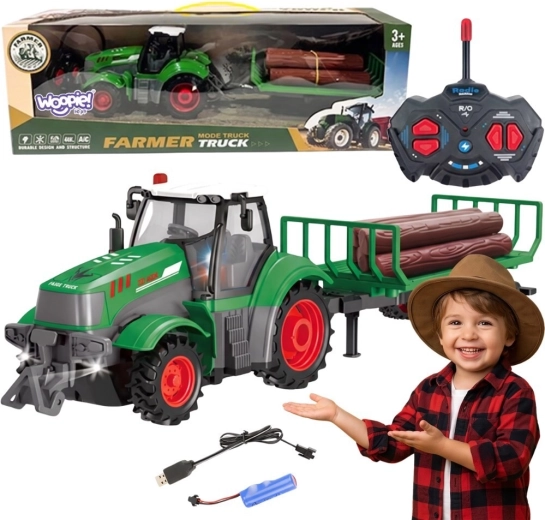 Woopie RC traktor s přívěsem na dřevo v měřítku 1:24