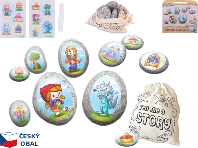 Pohádková sada kamínků s Červenou karkulkou a samolepkami