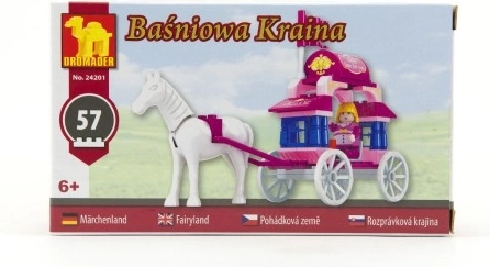 Stavebnice Dromader – pohádkový kočár s bílým koněm, 57 dílků
