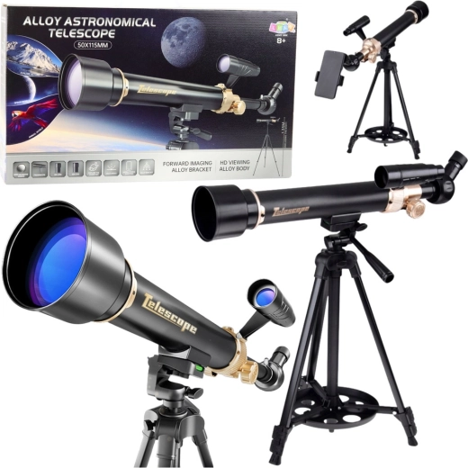 Hliníkový vzdělávací astronomický teleskop 50/500 se stativem a příslušenstvím
