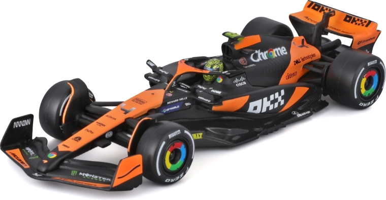 Kovový model bburago 1:43 mclaren mcl38 2024 #4 lando norris s pilotem v prezentační krabičce