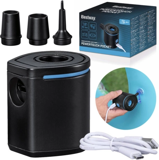 Bestway Powertouch Pocket USB kapesní elektrická pumpa na vzduch s nástavci