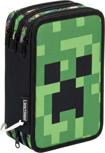 Tříkomorový penál s vybavením Minecraft Creeper
