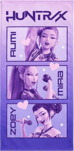 Dětská rychleschnoucí osuška K-Pop Demon Hunters Huntrix 70 × 140 cm, fialová