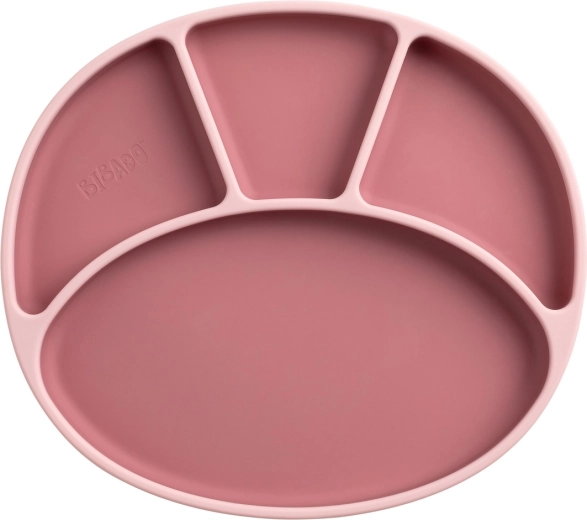 Bibado silikonový dělený talíř s přísavkou blush - 1 kus