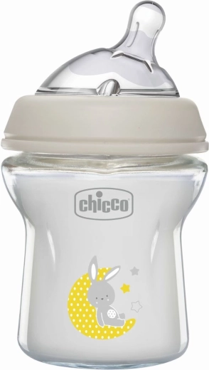 Chicco kojenecká láhev Natural Feeling skleněná 150 ml antikolik, neutrální, od 0 měsíců