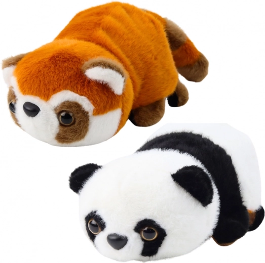 Plyšová hračka 2v1 - Panda červená a klasická 22 cm