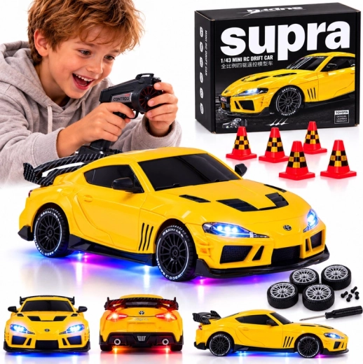 Dálkově ovládané auto Toyota Supra Drift 1:43 4x4 s LED osvětlením