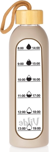 Skleněná láhev na vodu Vilde s béžovým silikonovým obalem 600 ml