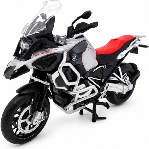 Model motocyklu MSZ BMW R1250GS Adventure stříbrný 1:12 - 1 kus