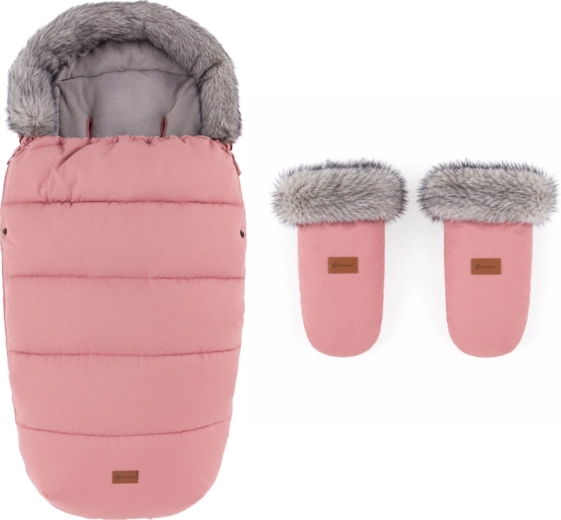 Petite&Mars zimní set fusak Comfy 4v1 a rukavice na kočárek Fjora old rose