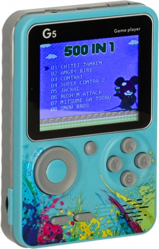 Přenosná retro herní konzole mini – 500 her, modrá