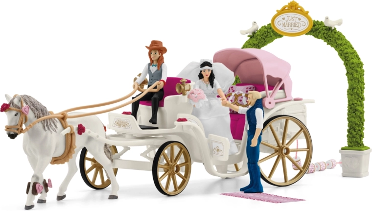 Schleich Horse Club svatební kočár s lipicánem a příslušenstvím