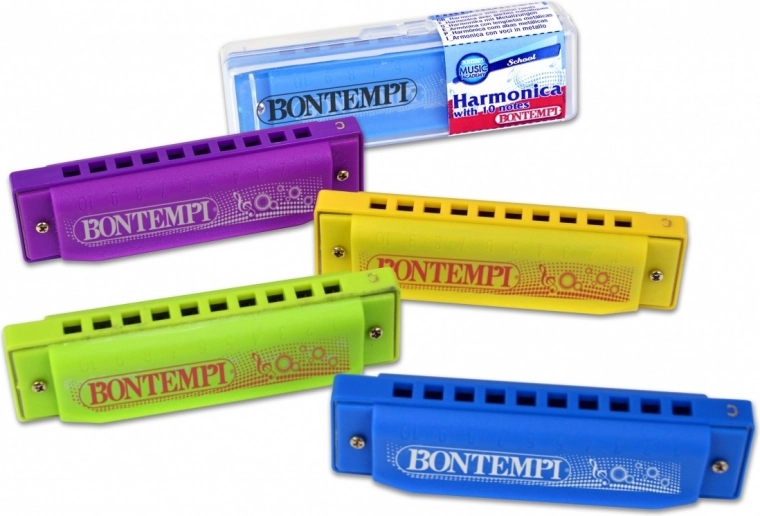 ústní harmonika bontempi 10 děr – barevná školní