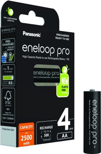 Akumulátory ENELOOP Pro AA 2500 mAh, sada 4 ks