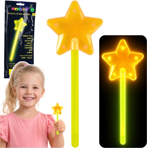 Svíticí kouzelná hůlka s hvězdou neon 22 cm