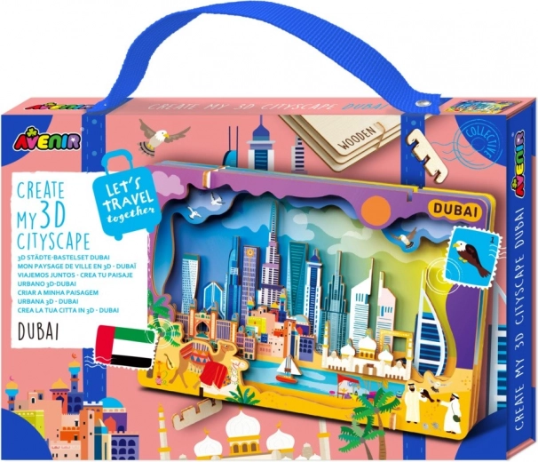Dřevěné 3D puzzle městská panoramata – DUBAJ