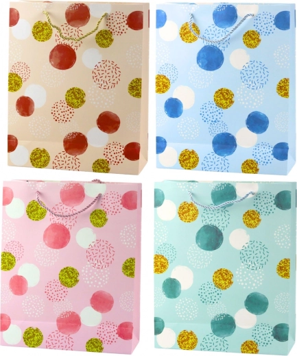 Pastelová dárková taška se zlatými tečkami