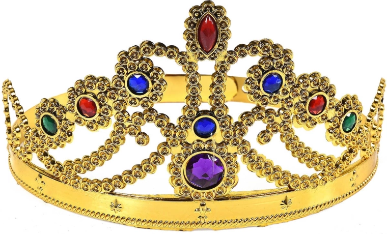 Karnevalová korunka pro princeznu zlatá s drahokamy - 1 kus