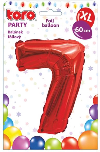 Fóliový balónek číslice 7, 60 cm, červený TORO