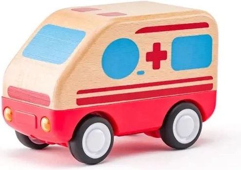 Woody dřevěná sanitka na setrvačník se světlem a zvukem