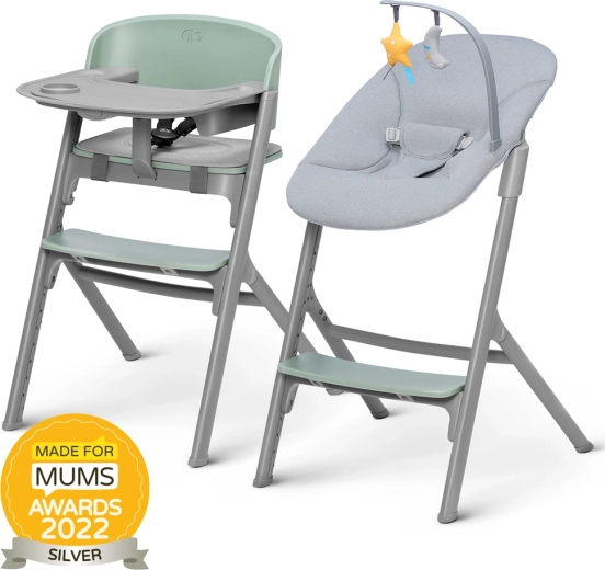 Kinderkraft Select sada jídelní židlička Livy Olive Green + lehátko Calmee