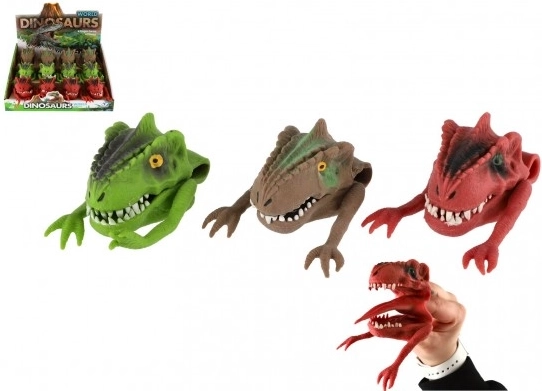 Silikonový prstový maňásek dinosaurus, 3 barvy
